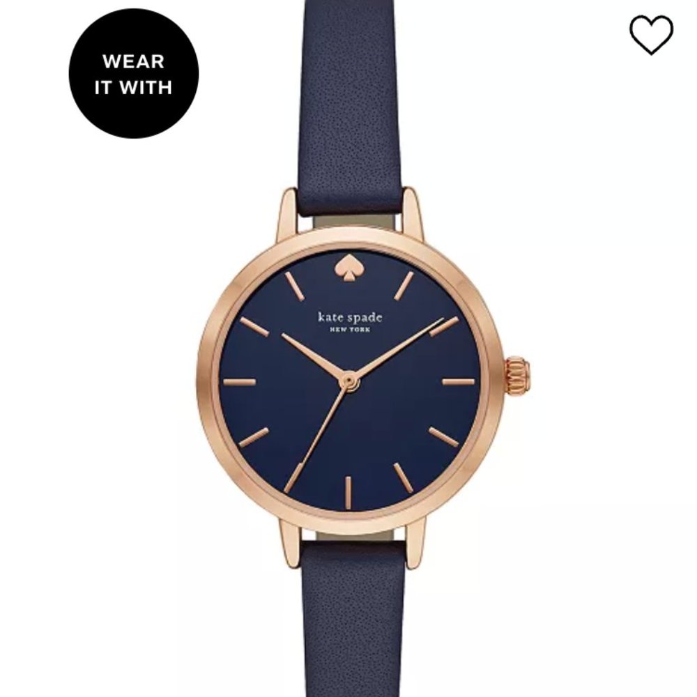 🌟LAST CALL! Kate Spade - Women's Metro Three-Hand Navy Leather Watch 30mm - Picture 2 of 4
